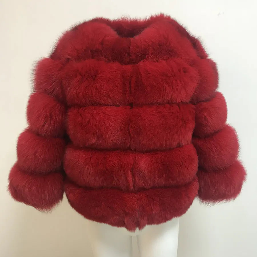 Pink Java QC1801 FREE SHIPPING Real Fox Fur Coat Women Winter Thick Fur Jacket Short Fur Coat Wholesale Genuine Fox Short Sleeve
