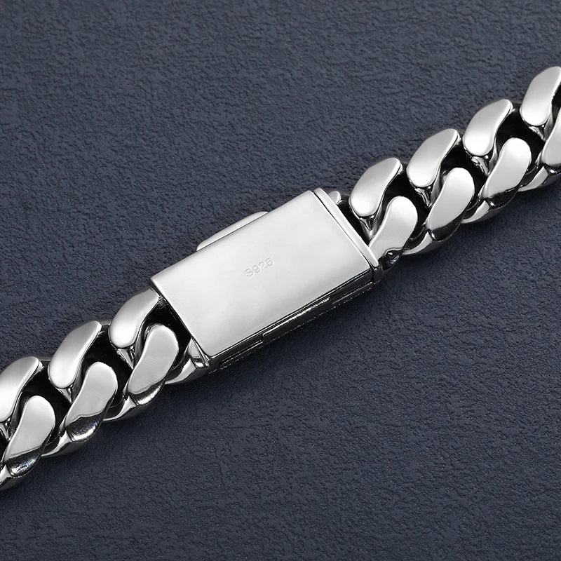 Collar de cadena cubana pesada para hombre, estilo hip hop, chapado en oro de 18K sobre plata de ley 925, con diamantes de moissanita VVS, estilo "iced out" con broche liso