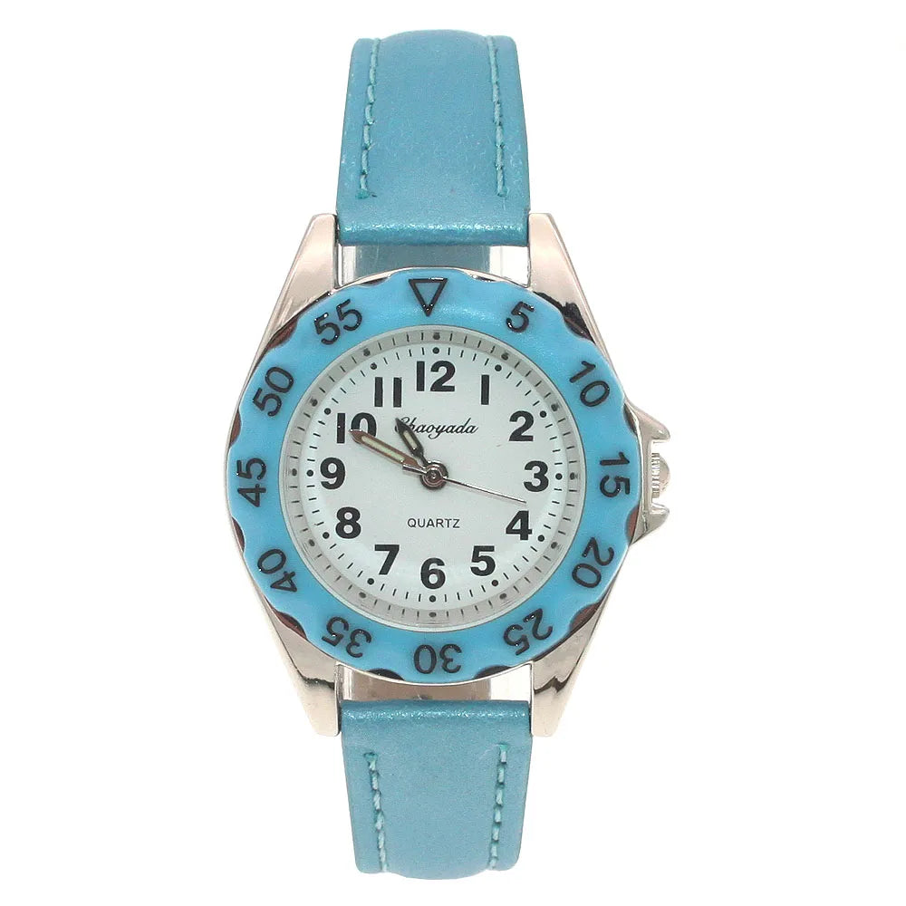 Reloj de pulsera de cuero con diseño de unicornio para niños y niñas, reloj informal de moda para aprender la hora