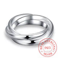 Nuevos y hermosos anillos de moda de plata de ley 925, tres círculos, joyería de plata.