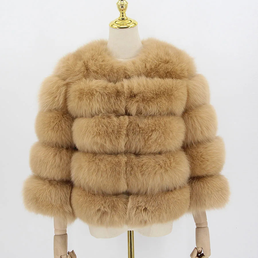 Pink Java QC1801 FREE SHIPPING Real Fox Fur Coat Women Winter Thick Fur Jacket Short Fur Coat Wholesale Genuine Fox Short Sleeve