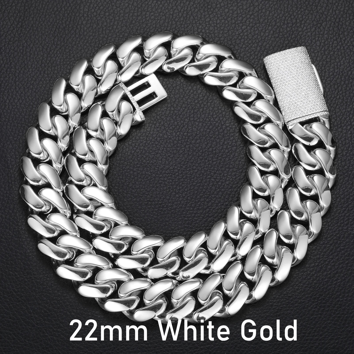 Collar de cadena cubana Miami de lujo estilo hip hop, eslabones de 10mm-22mm de plata de ley 925 maciza con diamantes de moissanita tipo "iced out" y cierre de hebilla