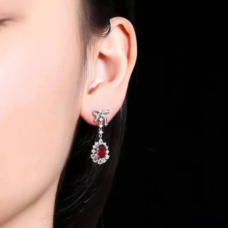 Pendientes SGARIT de joyería fina personalizada, oro de 18k, rubí rojo sangre de pichón natural de 1.63ct para mujer, piedra preciosa natural