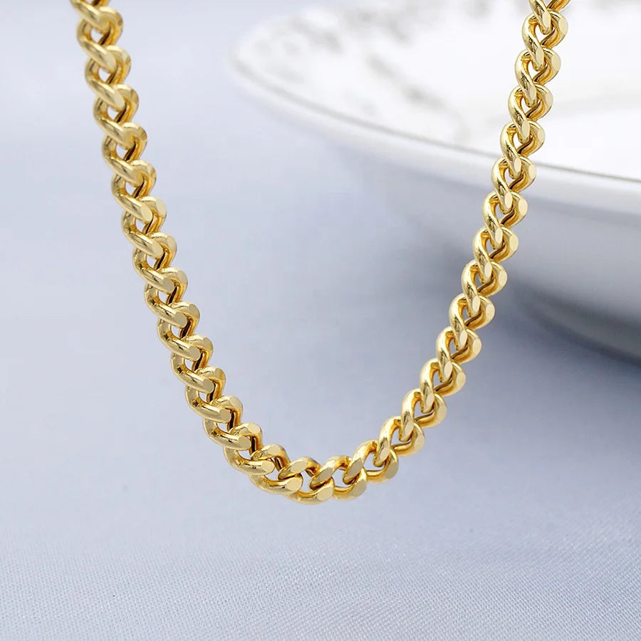Genuine Solid Gold Chain 3mm Au750 Real Solid Gold Necklace 18K Pure Gold Chain for Men Curb Cuban LinkChains Wholesale