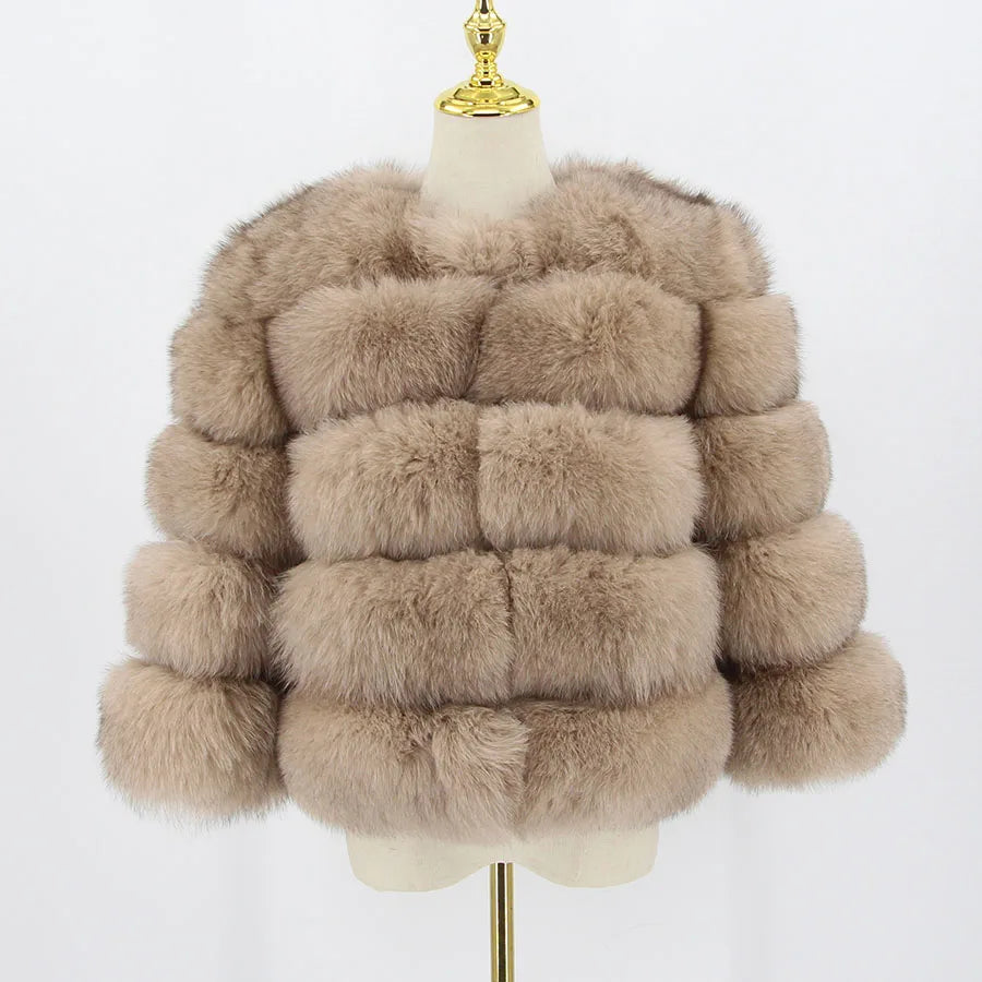 Pink Java QC1801 FREE SHIPPING Real Fox Fur Coat Women Winter Thick Fur Jacket Short Fur Coat Wholesale Genuine Fox Short Sleeve