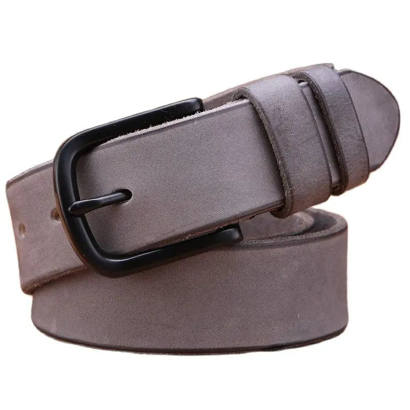 Cinturones vintage de lujo para hombre, 100% cuero auténtico de alta calidad, piel de grano completo, 2020, vaqueros, estilo vaquero casual, 3.8 cm, gris, 125 cm, 130