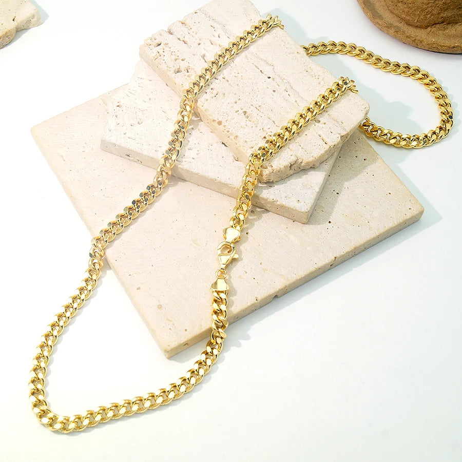 Collar de hombre de oro sólido de 18k, 5.2mm de grosor, diseño cubano hueco AU750, resistente al deslustre e impermeable, joyería de moda para hombre