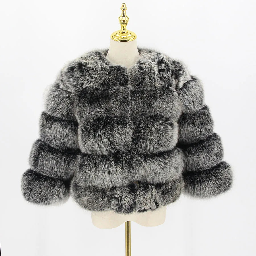 Pink Java QC1801 FREE SHIPPING Real Fox Fur Coat Women Winter Thick Fur Jacket Short Fur Coat Wholesale Genuine Fox Short Sleeve