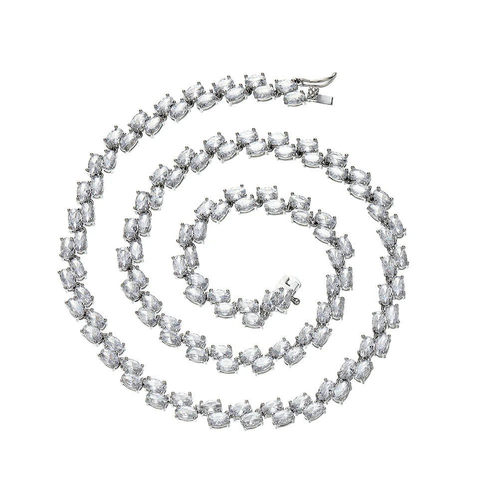 Collar de cadena de tenis de latón con circonitas cúbicas para hombre y mujer