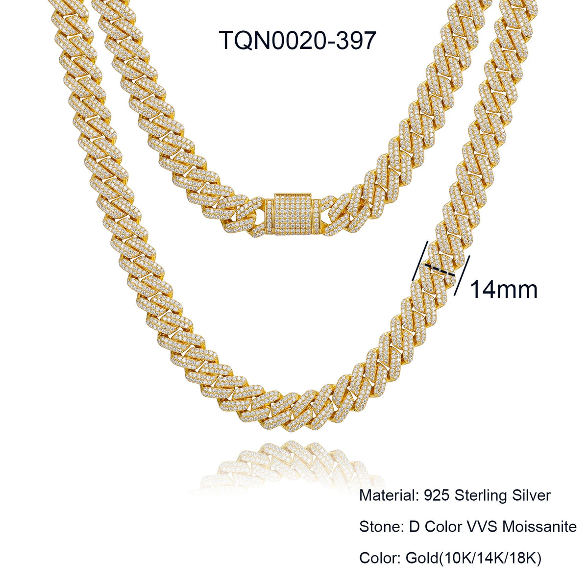 Collar de cadena cubana de Miami para hombre, joyería fina de hip hop, plata de ley 925, 6mm-20mm, con diamantes de moissanite VVS helados