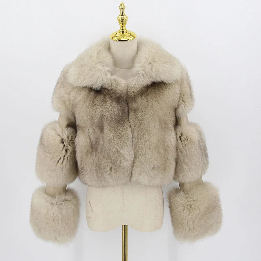Pink Java QC19020  New Arrival Hot Sale  Real Fox Fur Coat Genuine Fur Jacket Women Coat Winter Thick Fur Real Leather