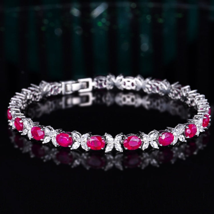 SGARIT Vihkikorut Joyas de Boda Pulsera de Rubí de Myanmar de 7.5ct con Piedra Preciosa Genuina Joyería de Oro de 18k