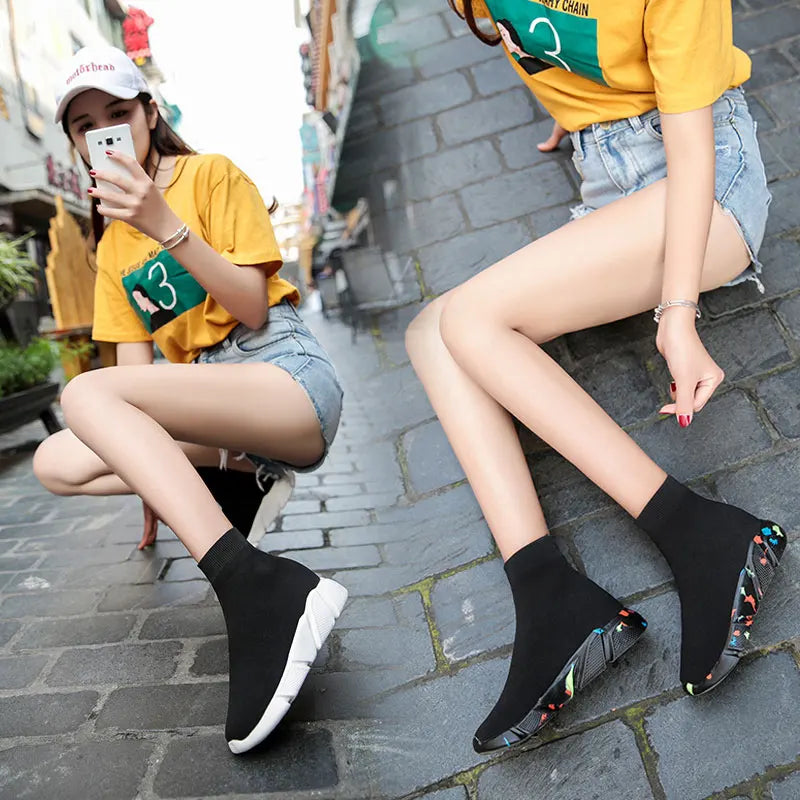 MWY Socks Running Shoes Women's Sneakers Sports Shoes for Women Man Breathable Casual Elasticity Platform Vulcanize Ankle Boots