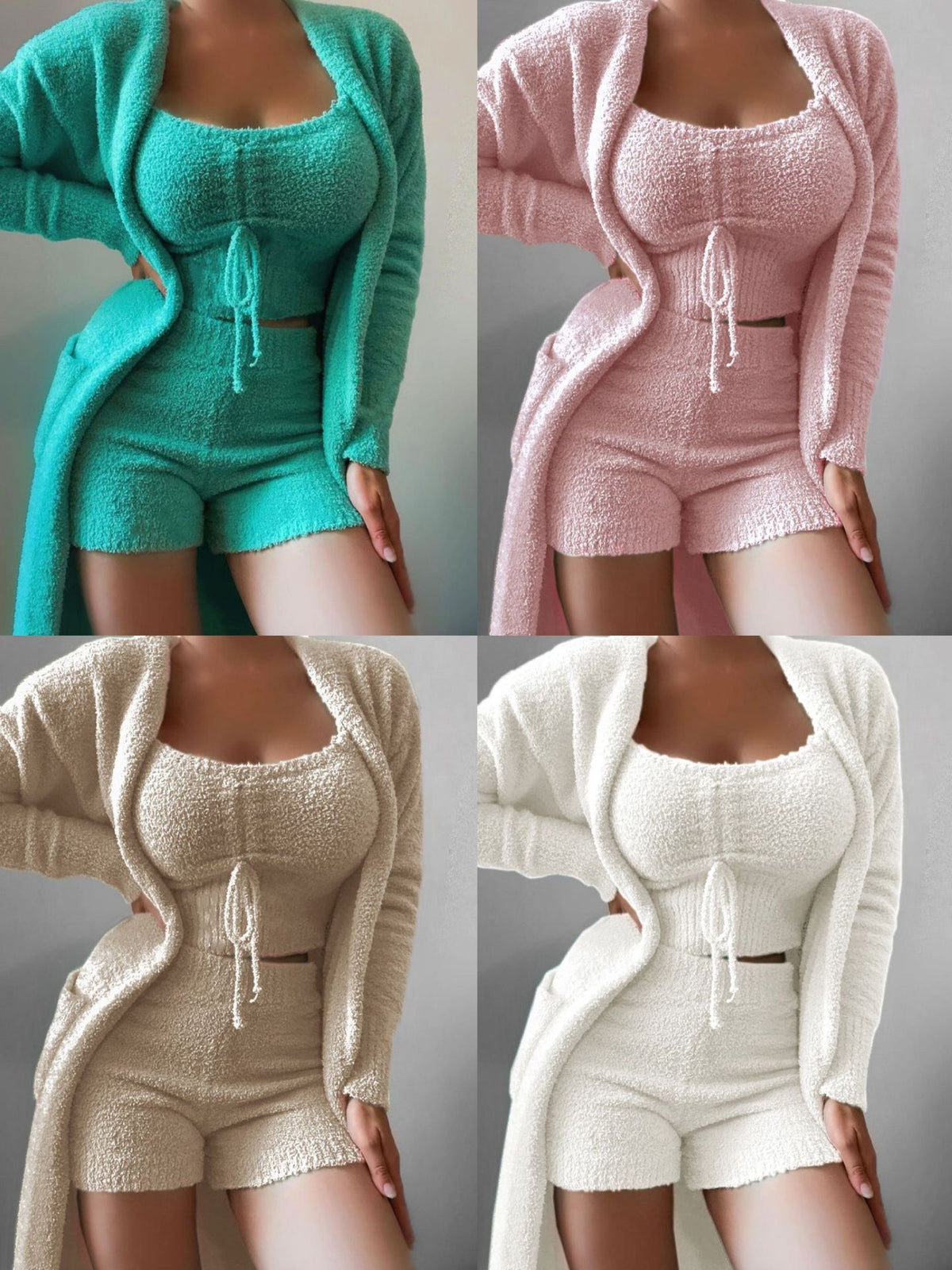 Wholesale Custom Logo Sleepwear Shorts Sleeping Wears Ladies Plush Nightwear Luxury Designer 3 Pieces Sexy Women Sets Pajama