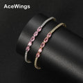 AceWings 2mm Pink and Clear CZ Geometric Tennis Bracelet Gold Plated