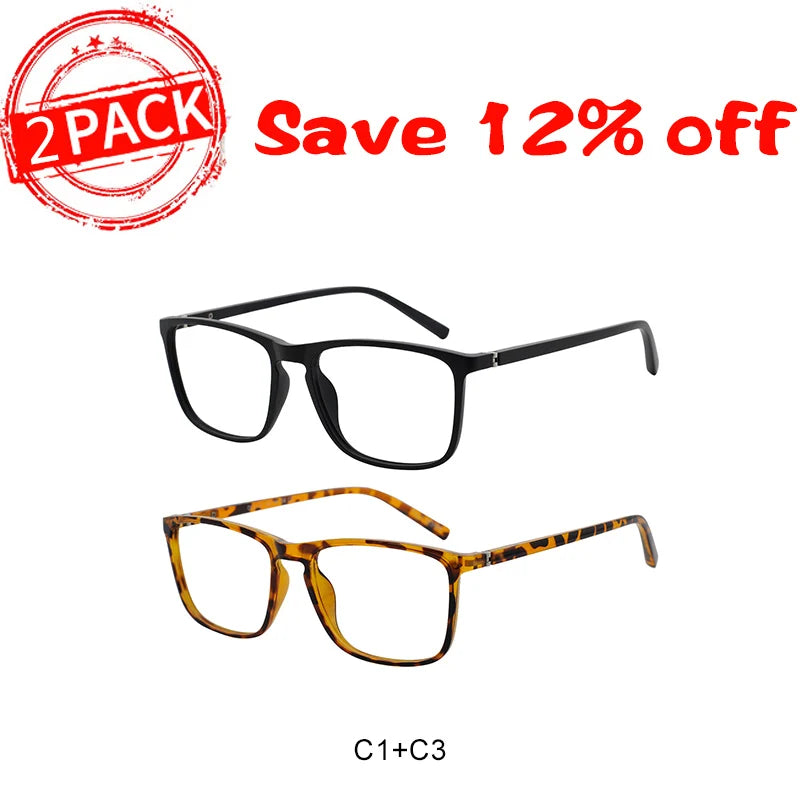 Gafas de lectura con filtro de luz azul para hombre, lentes transparentes para computadora, gafas de lectura con aumento, dioptrías para presbicia +1.0 +2.5