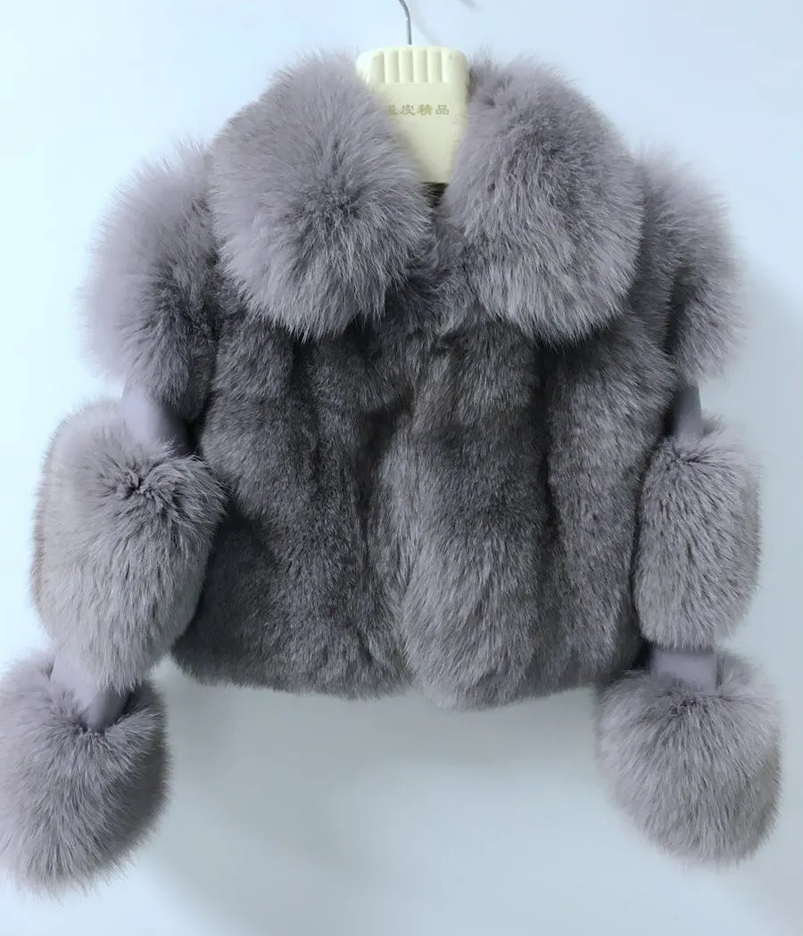 Pink Java QC19020  New Arrival Hot Sale  Real Fox Fur Coat Genuine Fur Jacket Women Coat Winter Thick Fur Real Leather