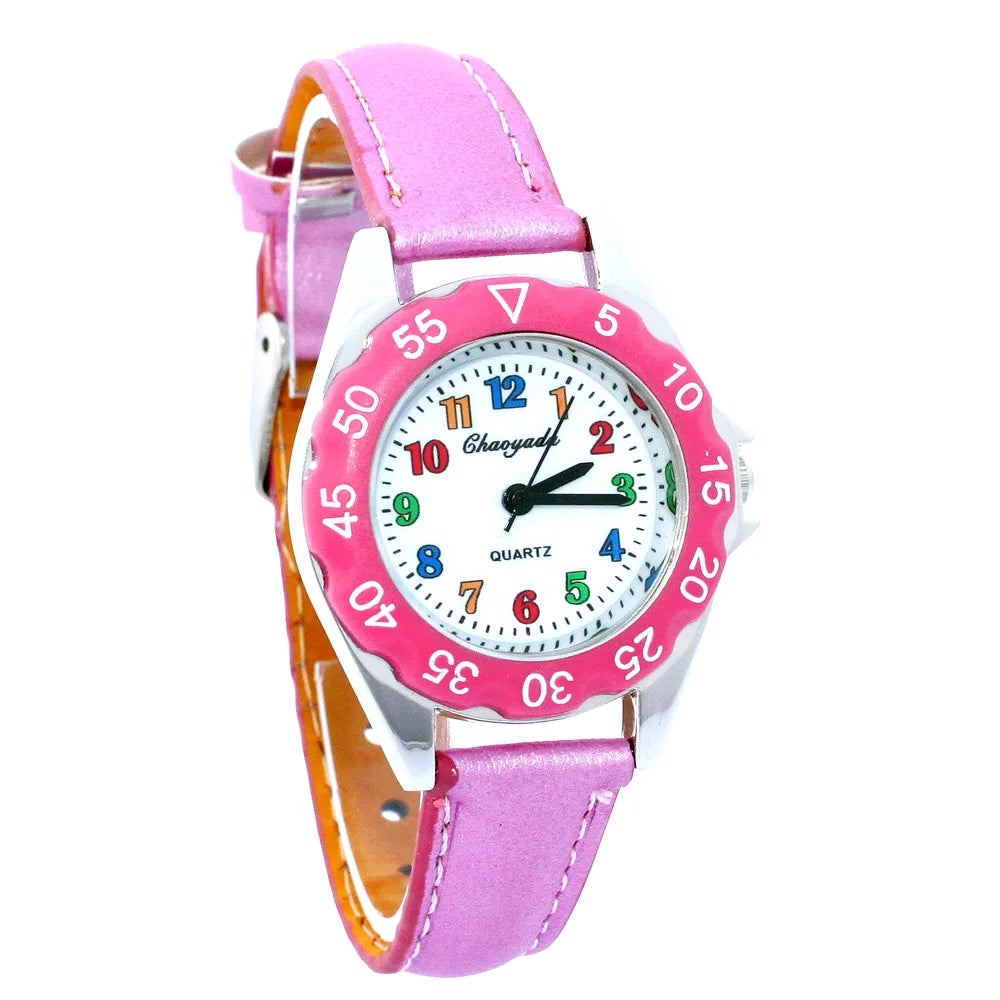 Reloj de pulsera de cuero con diseño de unicornio para niños y niñas, reloj informal de moda para aprender la hora