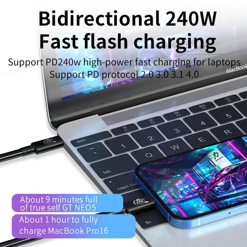 1m USB 4.0 Typ-C-Kabel PD 240W Thunderbolt 5 für Schnellladen