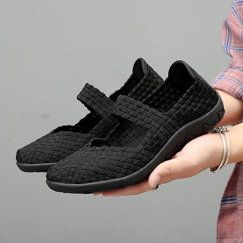 Womens Flats Shoes Slip on Fashion Woven Sneakers Casual Breathable Summer Tenis ComfortWomen Walk Shoes Female Zapatos De Mujer