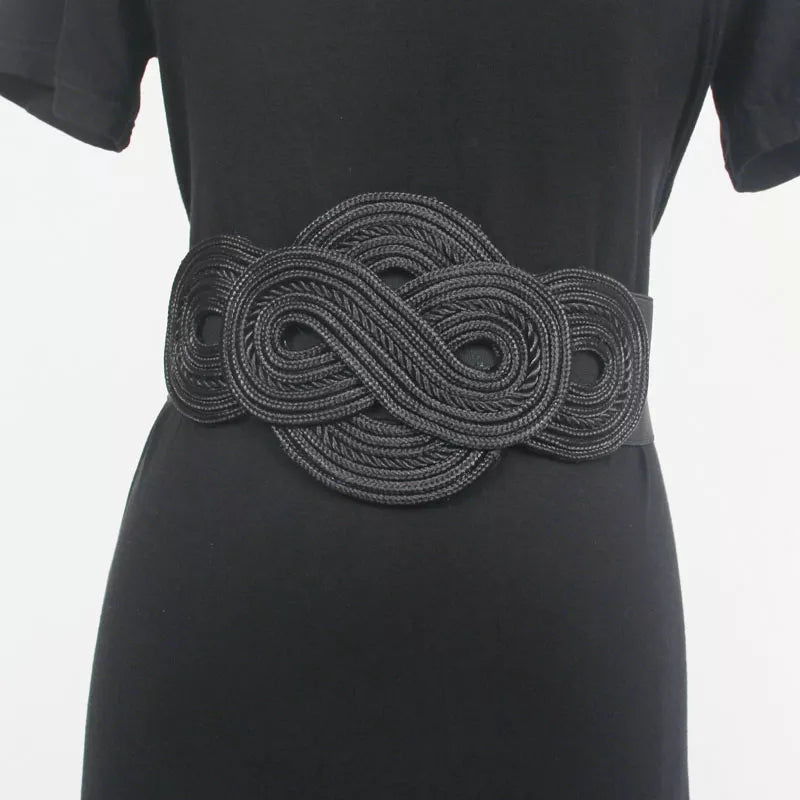 Women's Runway Fashion Vintage Elastic Cummerbunds Female Dress Corsets Waistband Belts Decoration Wide Belt R1939