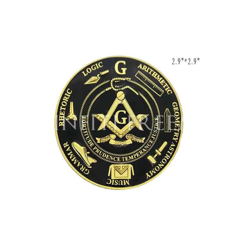3" Metal Car Patch Compass and Square Mason Car Truck Multi Motorcycle Sticker Badge With Red Sticker Masonic Car Emblems