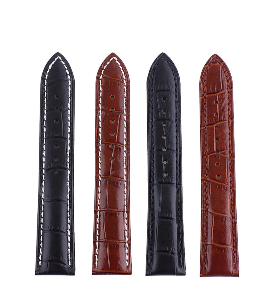 UTHAI Z20 Watchband Crocodile Pattern Strap 14mm 16mm 18mm 20mm 22mm 24mm Silver Metal Buckle Clasp Women Men Watch Band