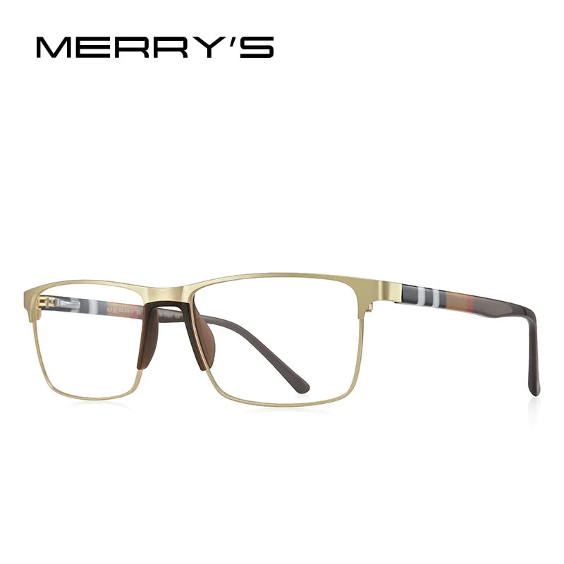 MERRYS DESIGN Herren-Brillengestell aus Titanlegierung, modische quadratische ultraleichte Brille für kurzsichtige Herren, Korrektionsbrille S2001
