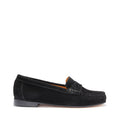 Women's Penny Loafers Leather Sole, Black Suede