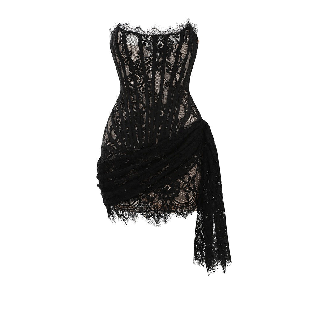 Corset Floral Lace Mini Dress