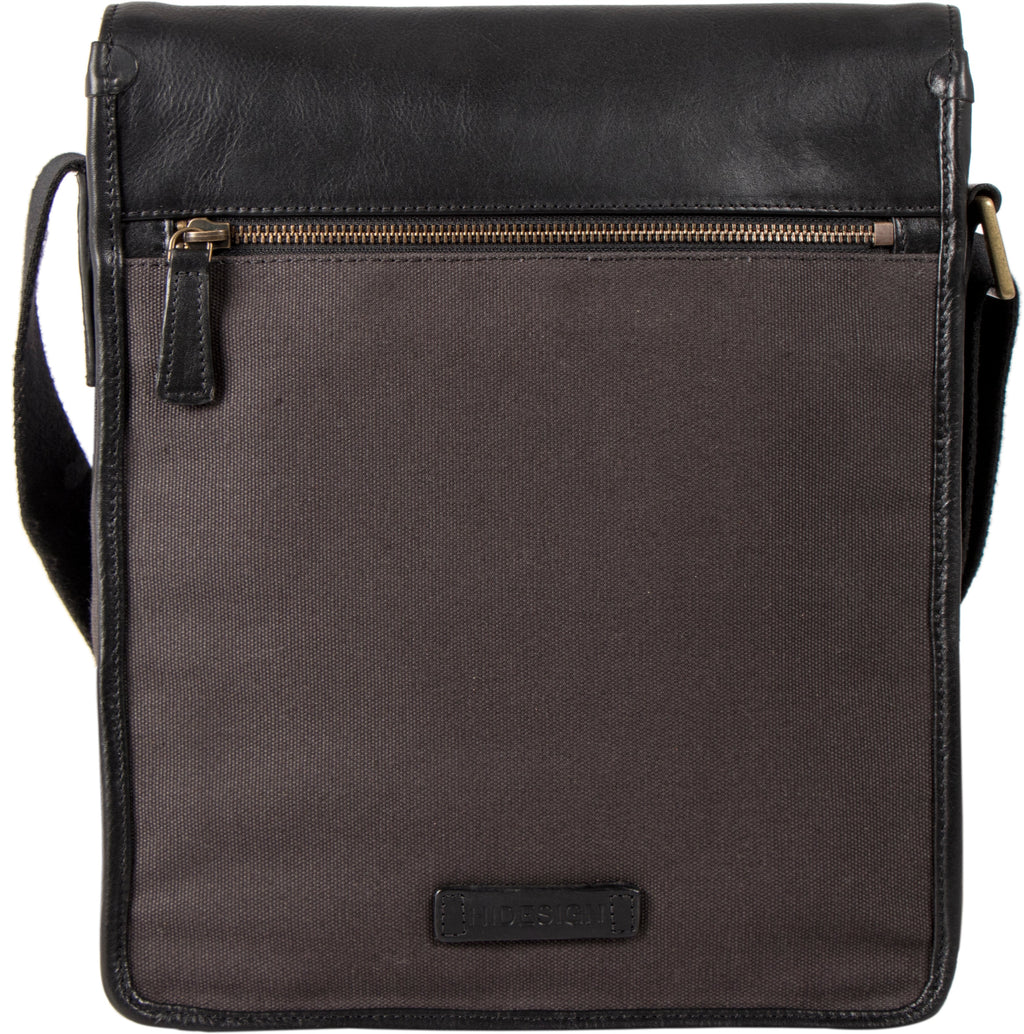 Aiden Genuine Leather and Canvas Medium Crossbody Men/Women Shoulder Messenger Bag/Travel Bag / 10.5" iPad Bag