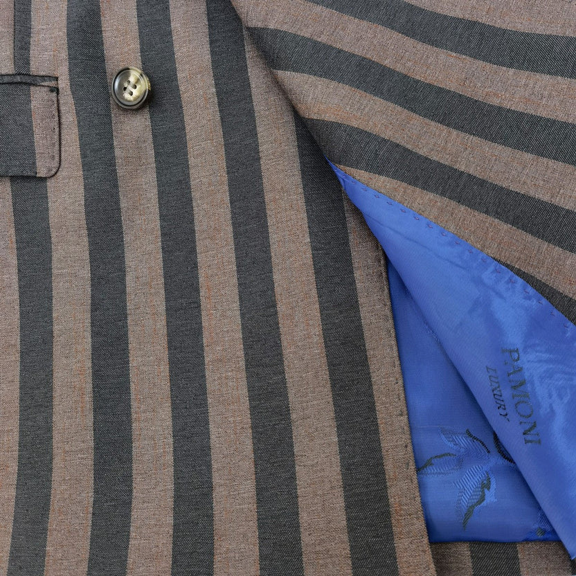 Brown Bold Stripe Double Breasted Suit