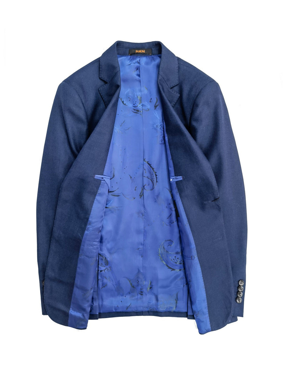 Traje entallado azul marino con diseño de ojo de perdiz