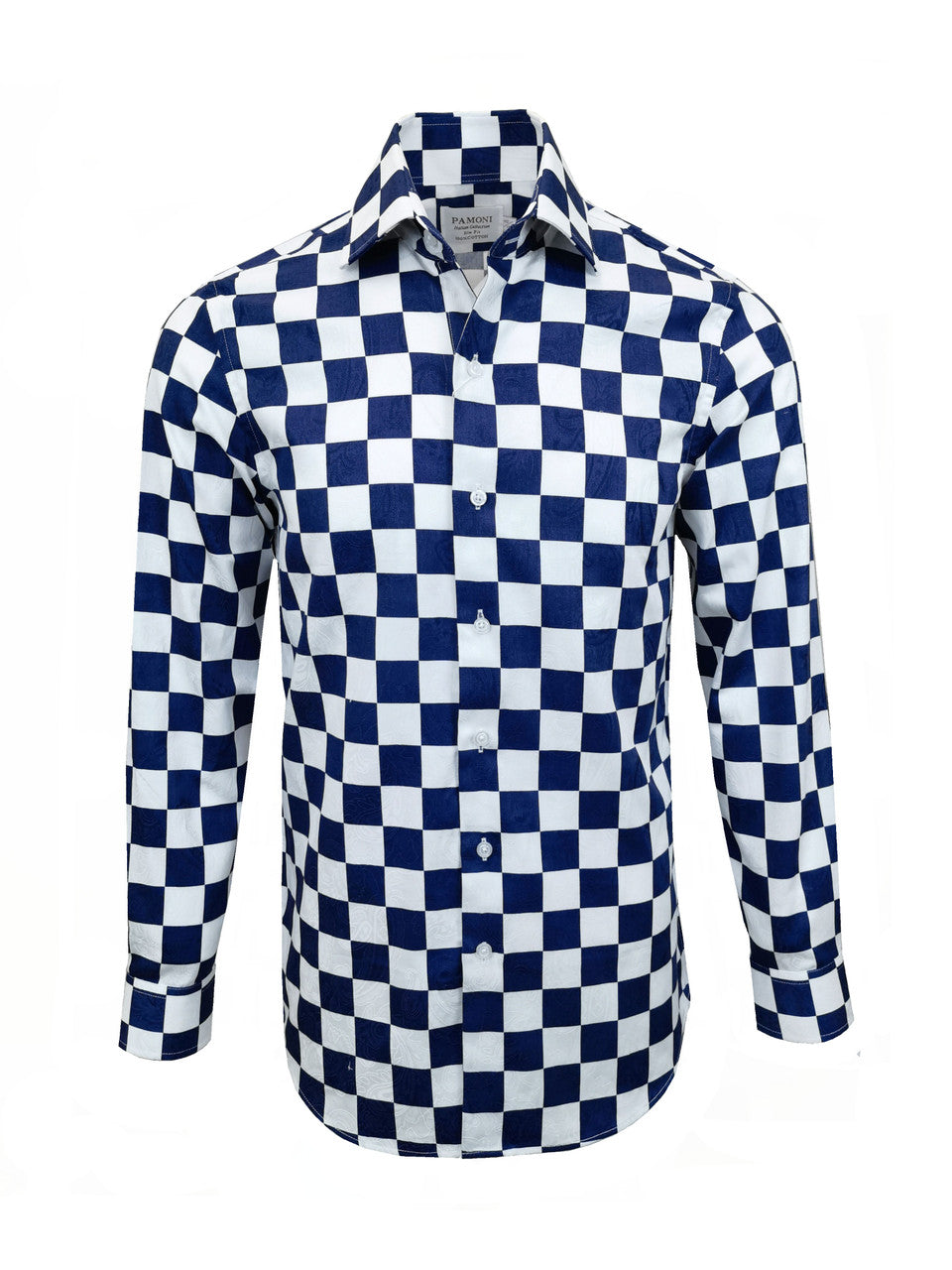 Marinblå rutig skjorta i slim fit