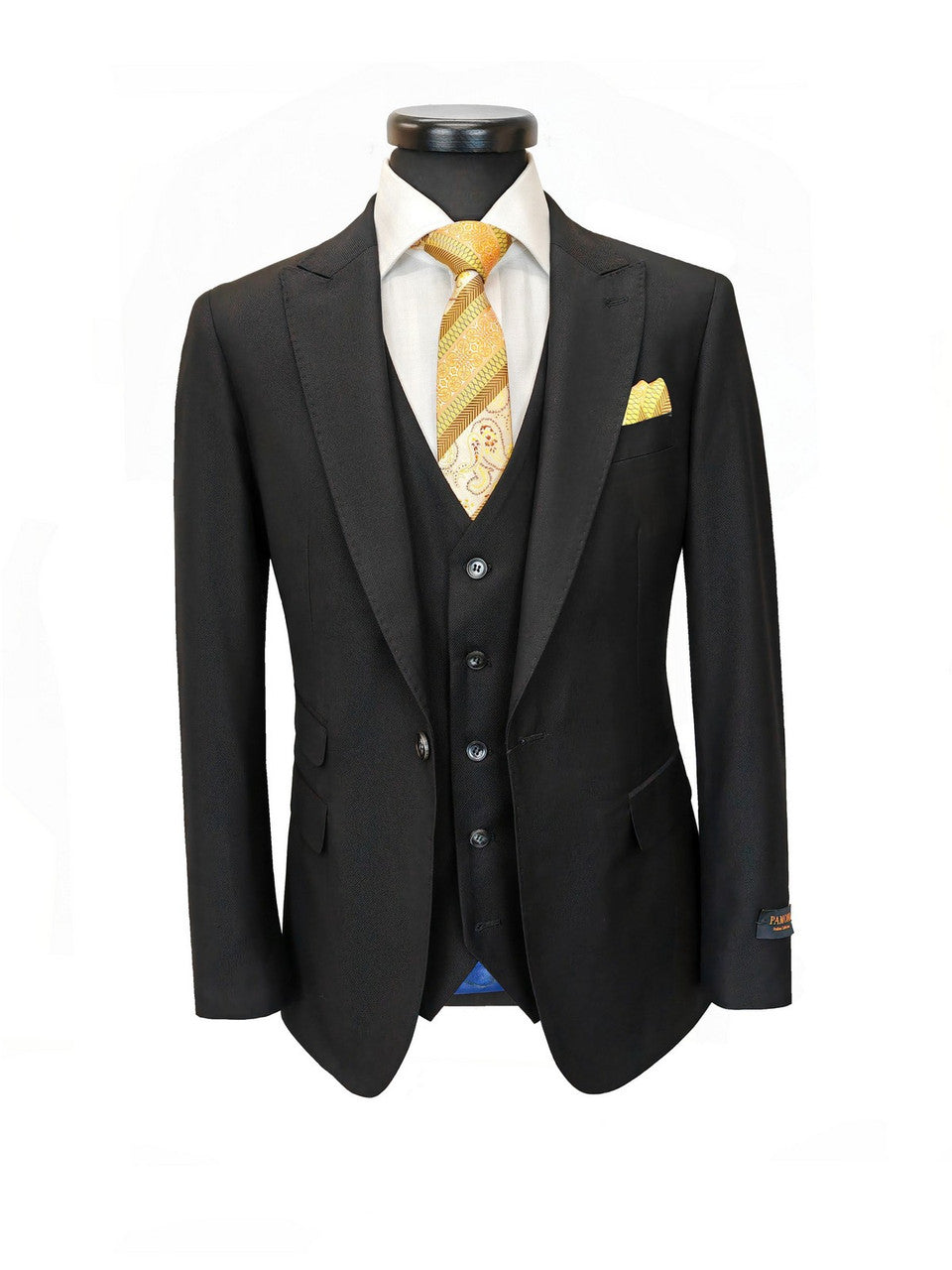 Svart tredelad kostym i slim fit