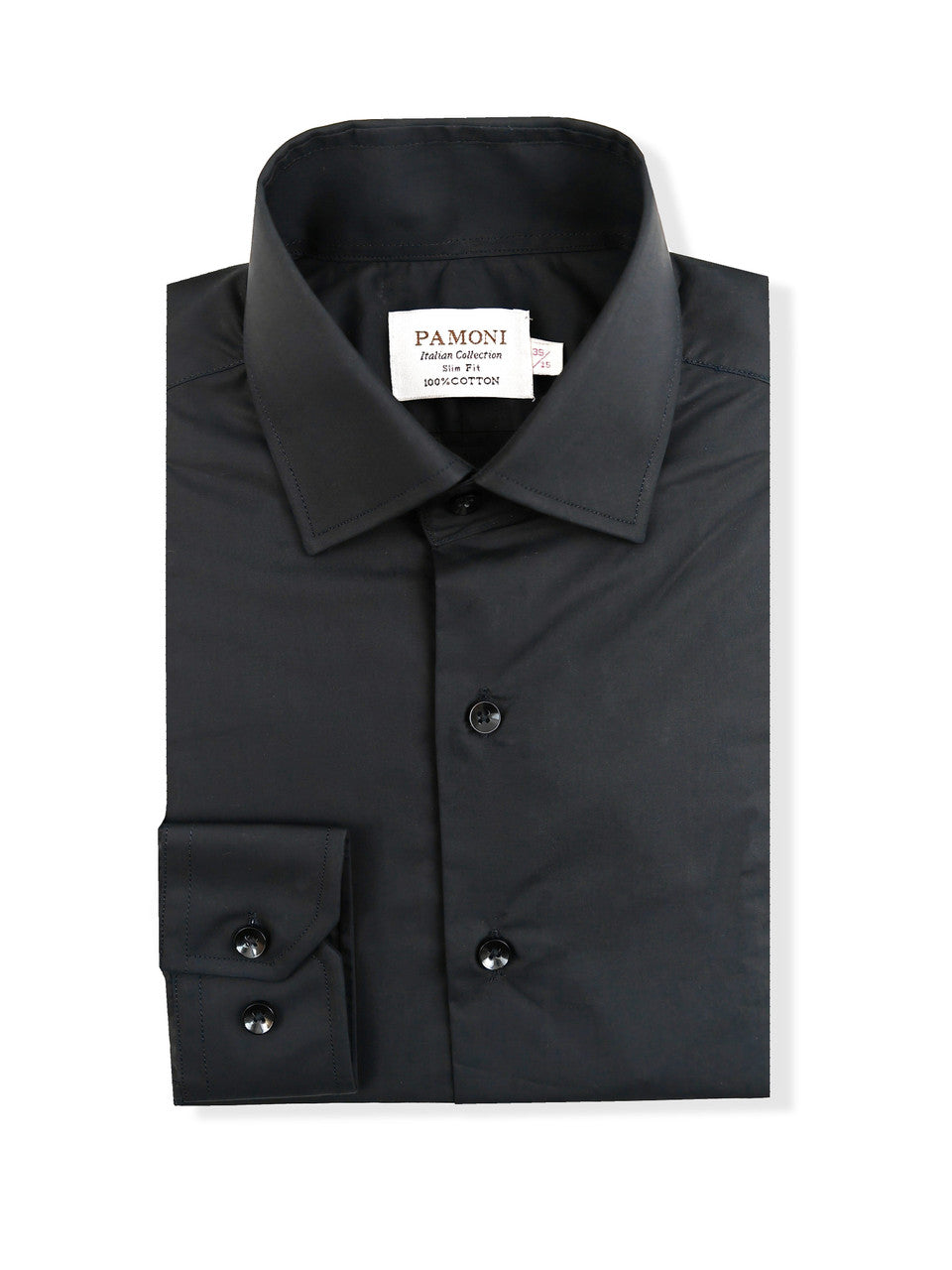 Gładka czarna koszula slim fit