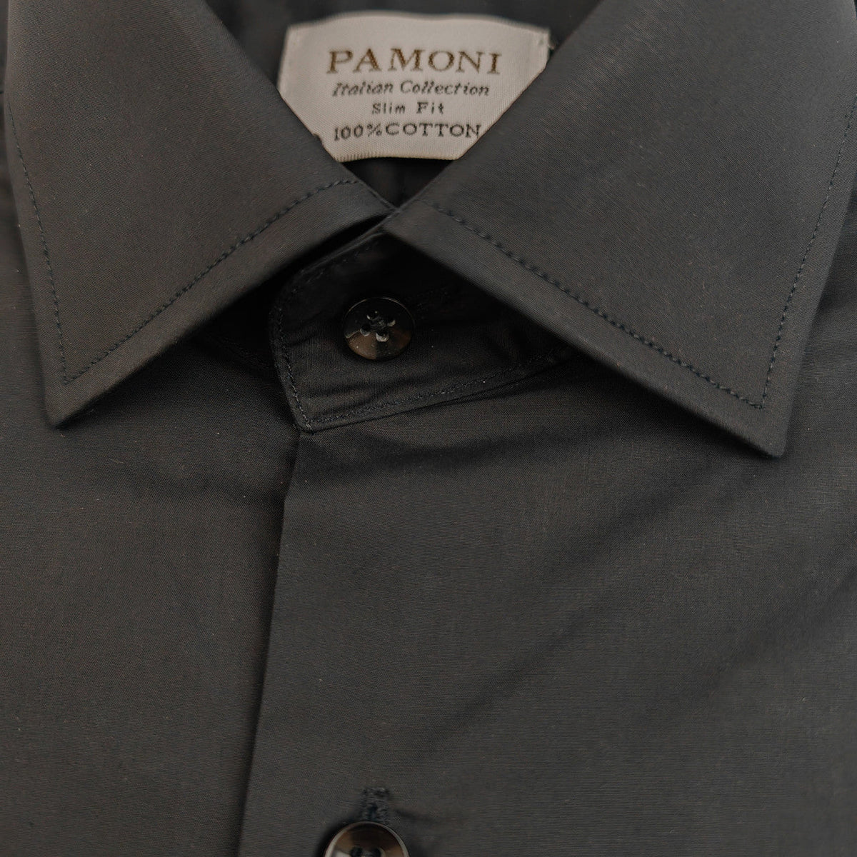 Gładka czarna koszula slim fit