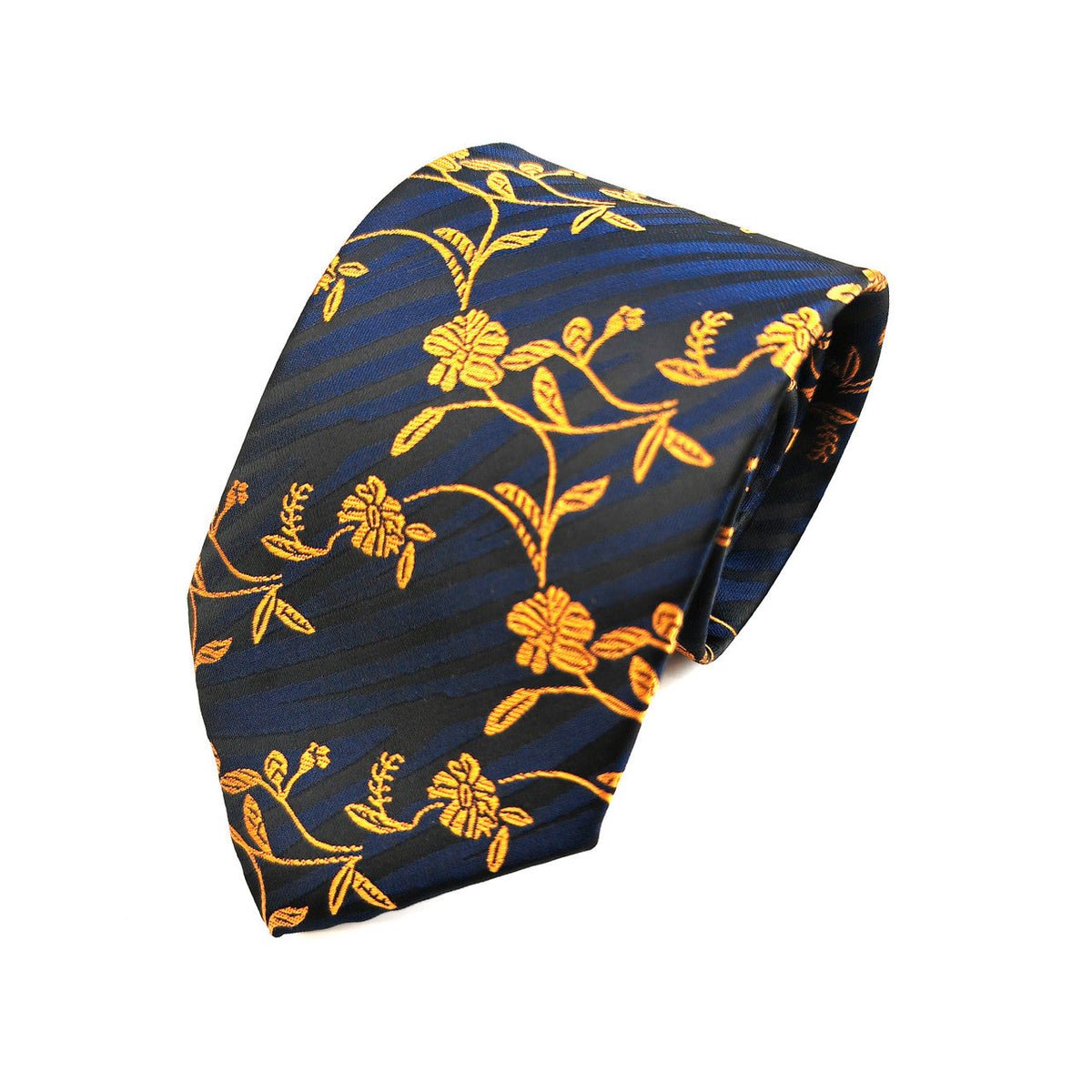 Corbata y Pañuelo de Bolsillo Florales Azul Marino