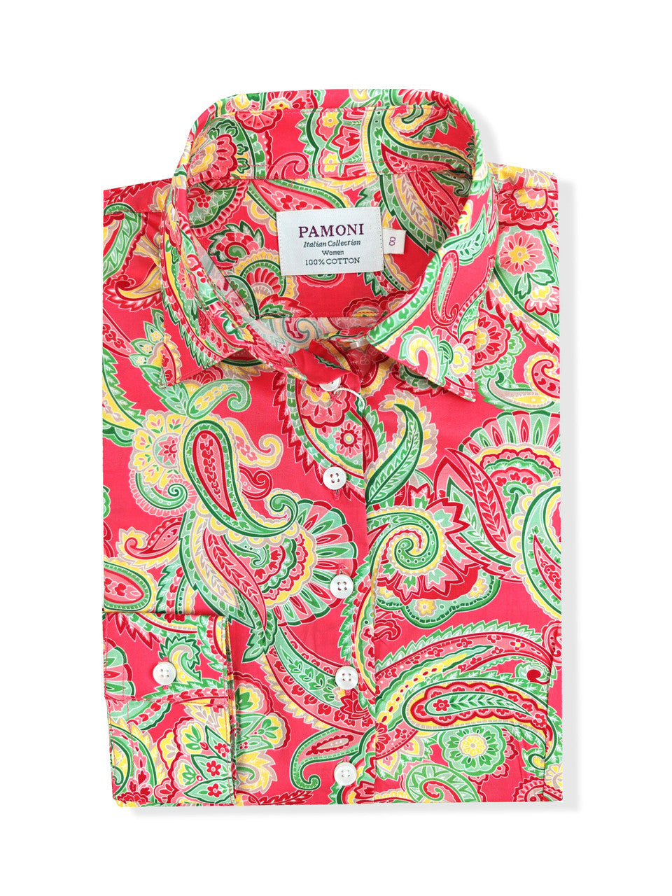 Camisa estampada de cachemir en rosa y verde