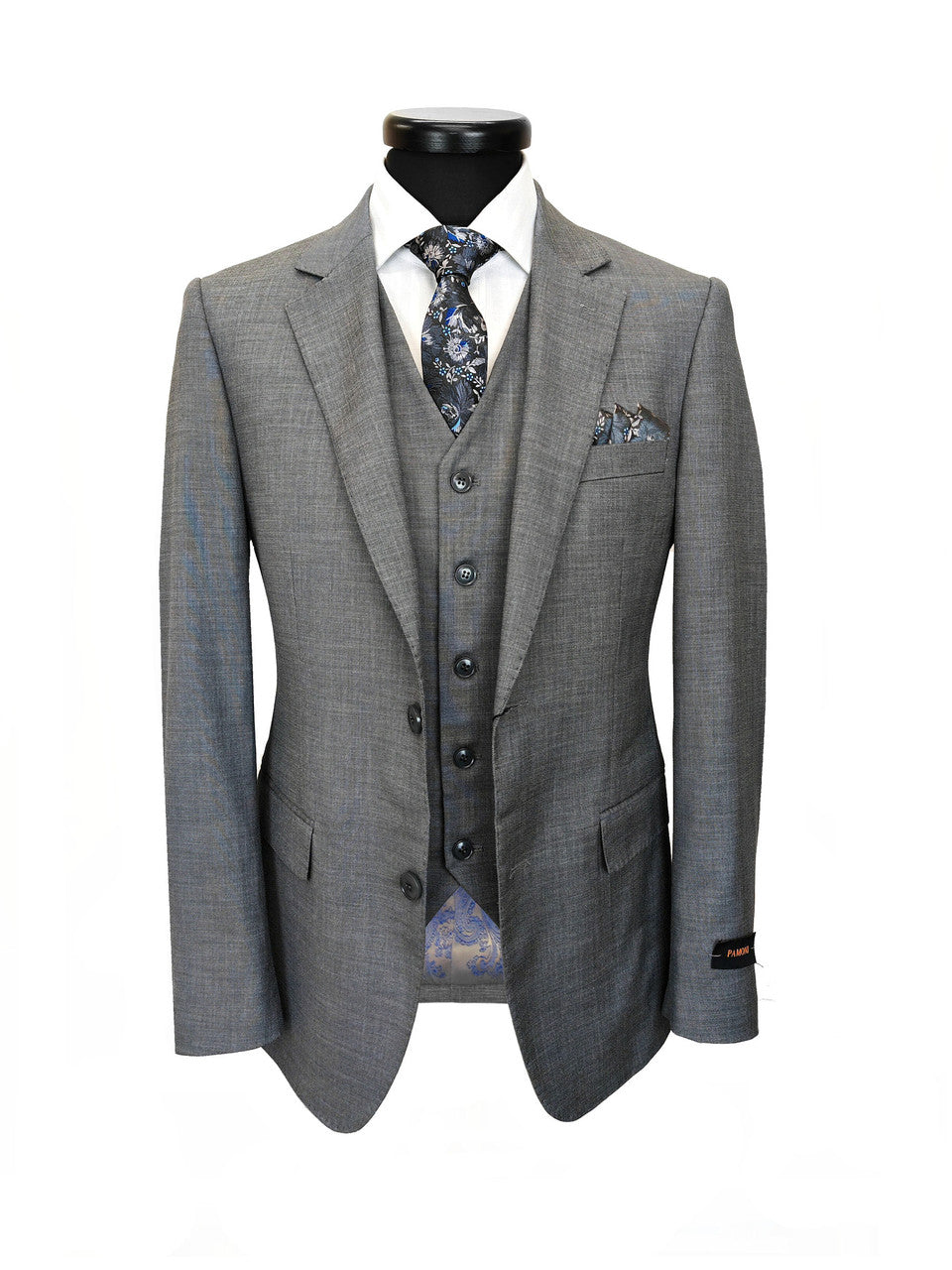 Traje gris de 3 piezas entallado