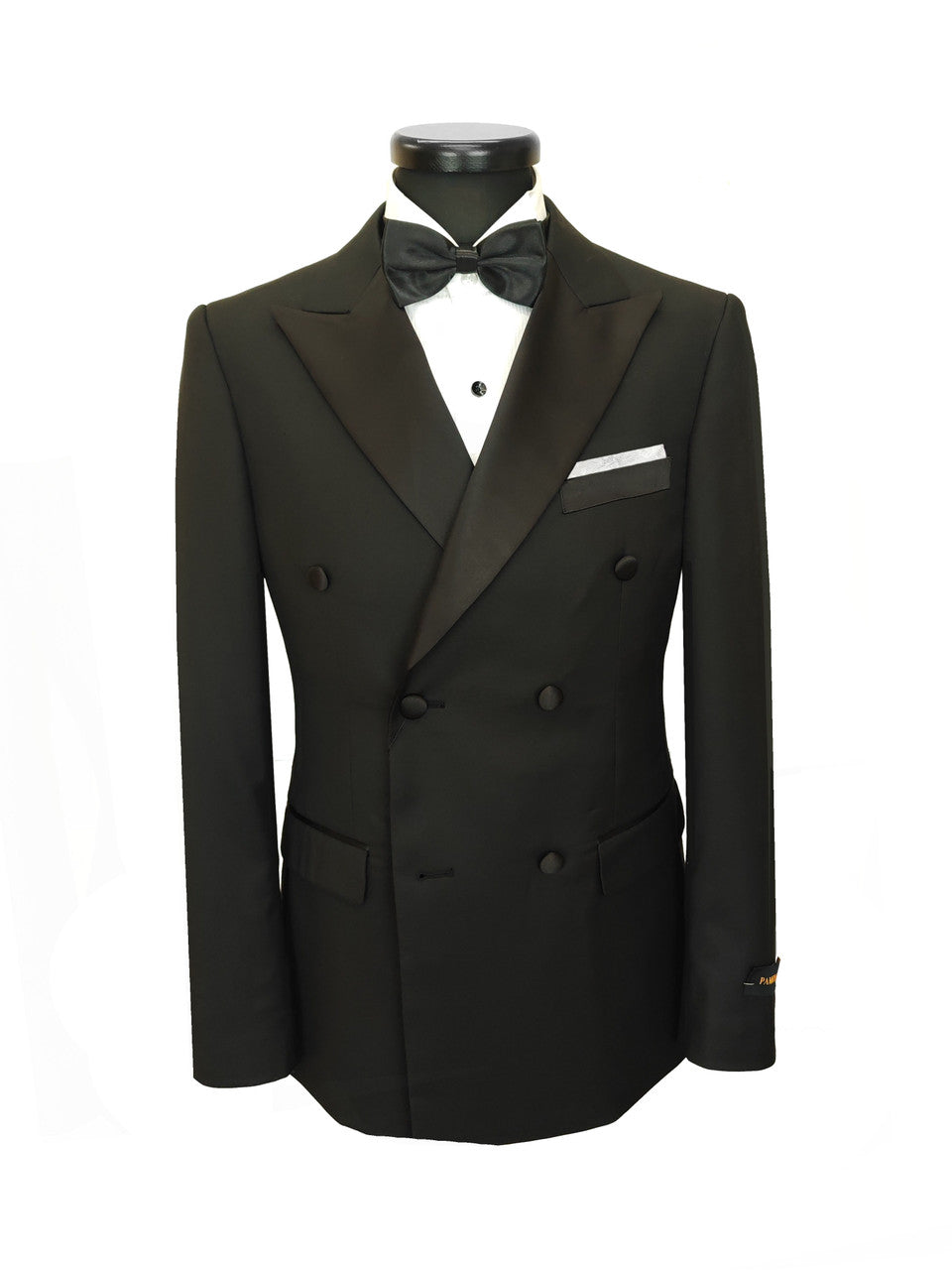 Esmoquin negro de doble botonadura para hombre