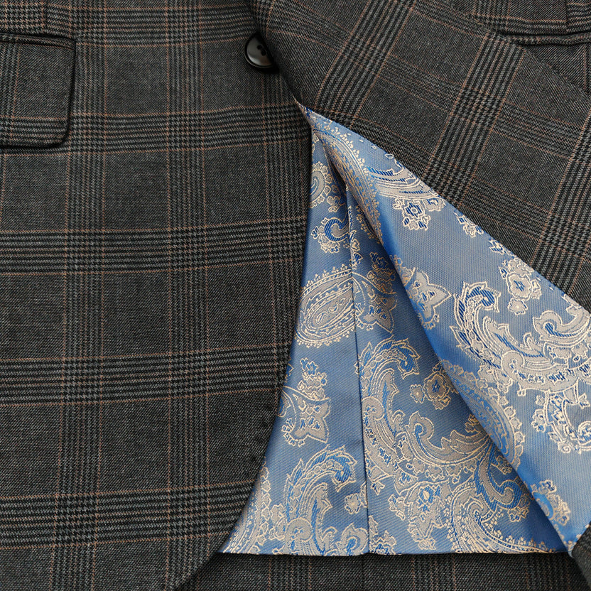 Men's Grey Prince of Wales Check 3-Piece Suit