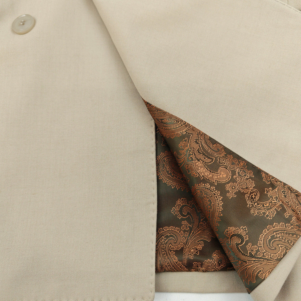 Beige Double-Breasted Slim Fit Suit