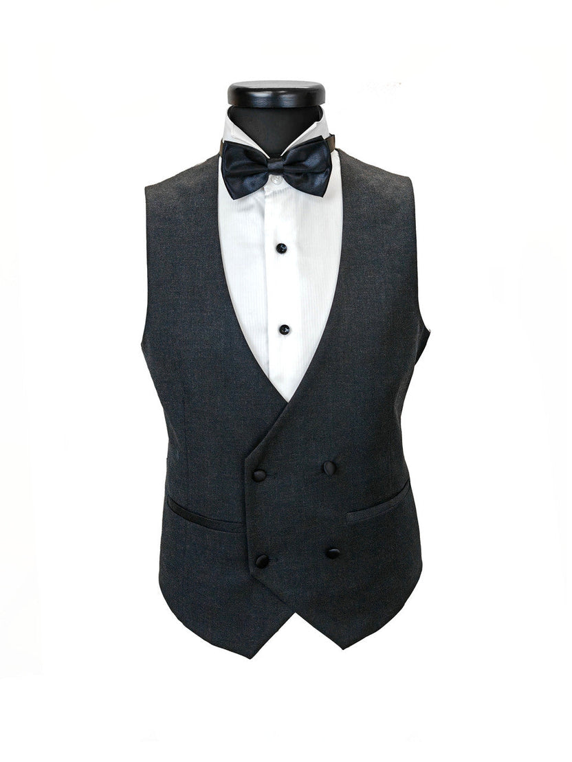Men’s Slim Fit Wool-Blend Tuxedo With Satin Shawl Lapels – Charcoal