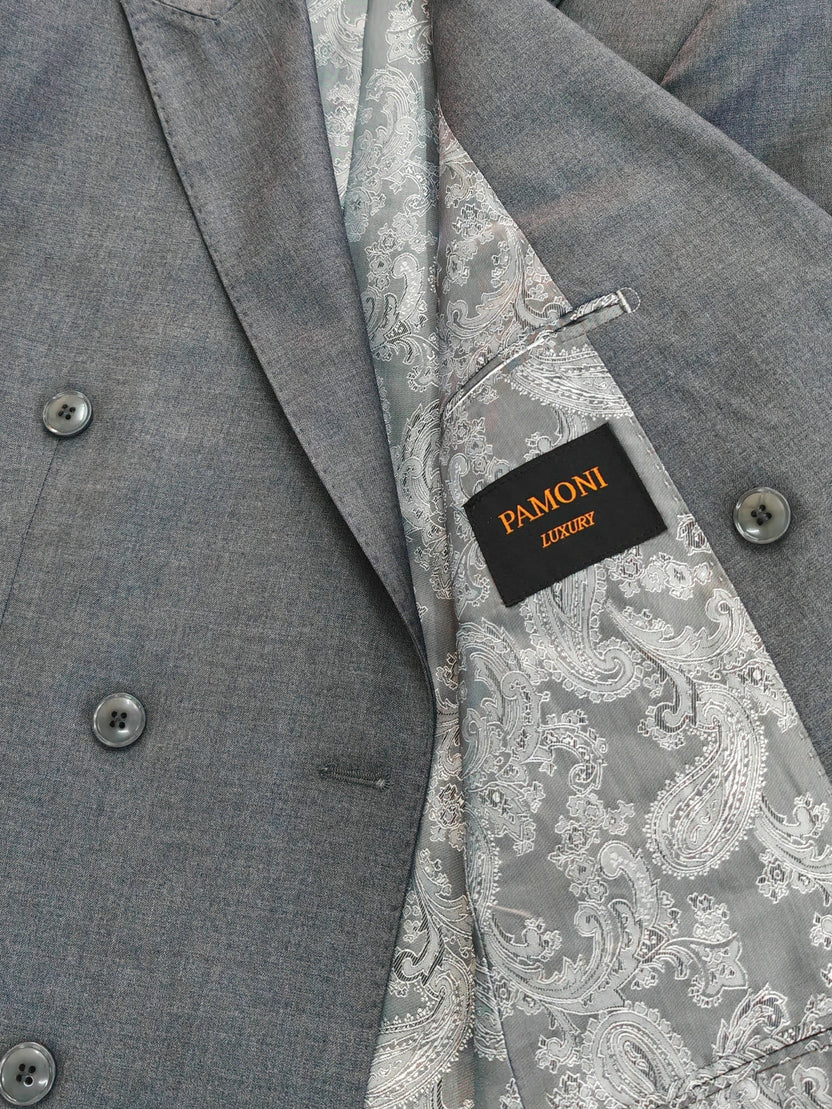 Modern Grey Slim Fit Double-Breasted Suit