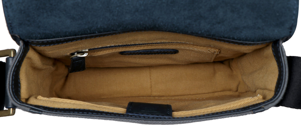 Aiden Genuine Leather and Canvas Mini Crossbody Men/Women Messenger Bag/Travel Bag / 10.5" iPad Bag