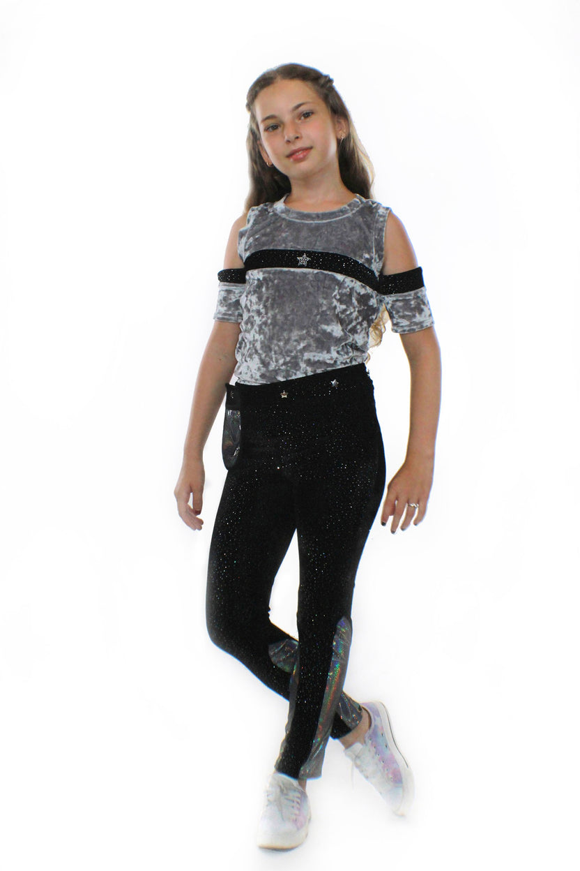 Pantalones Ori, con Pocketwist™. Terciopelo elástico con purpurina y diseño elegante.