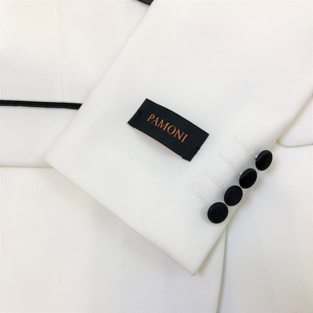 White 3-Piece Tuxedo With Black Shawl Lapel
