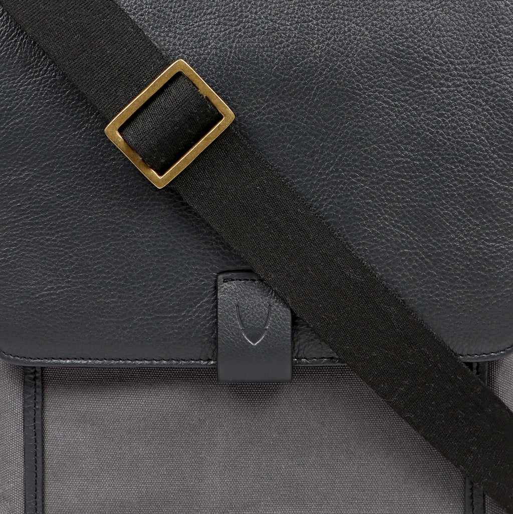 Aiden Genuine Leather and Canvas Medium Crossbody Men/Women Shoulder Messenger Bag/Travel Bag / 10.5" iPad Bag