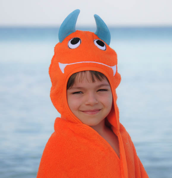 Monster Hooded Cotton Turkish Towel: Little Kid